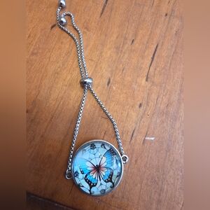 Sliding Adjustable Butterfly Charm Bracelet Large Size